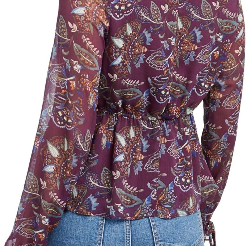 Q + A Los Angeles Purple Print Blouse Size M - Picture 2 of 9